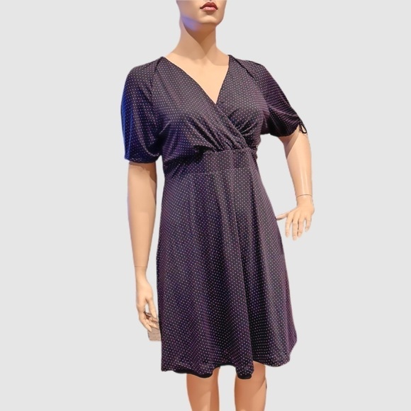 Igigi Polka Dot Dress Plus Size 18/20 Pink Dots on Black, Short Sleeves Country - Picture 15 of 15